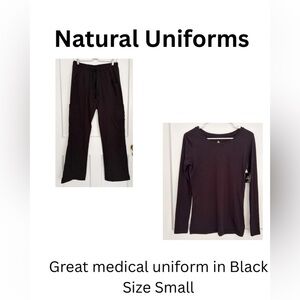 BNWT Natural Uniforms Shirt & Pants Set in Black Size Small